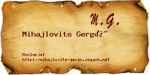 Mihajlovits Gergő névjegykártya